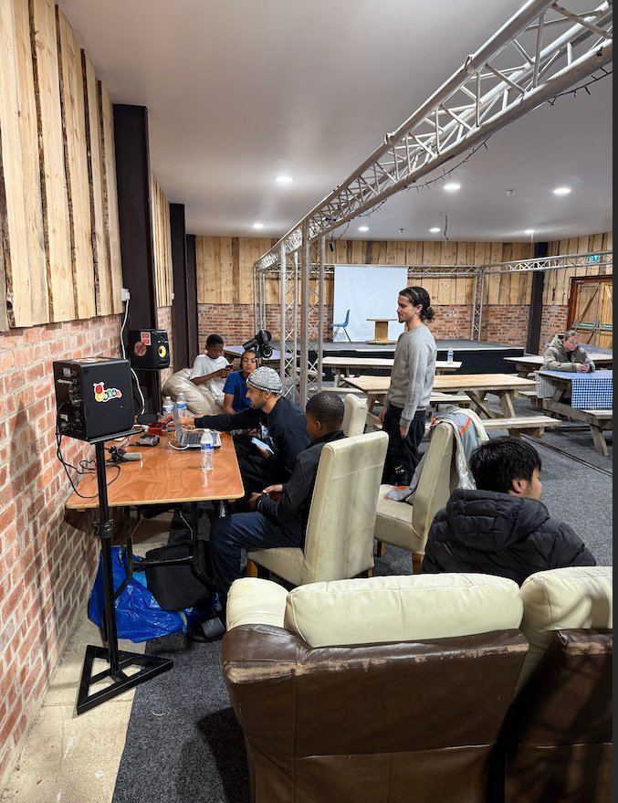 Music session on residential — portable studio setup