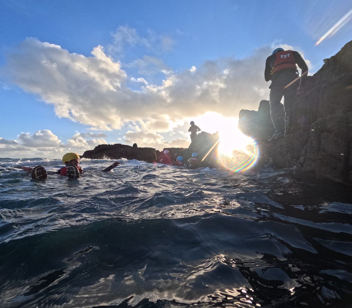 Coasteering at sunset